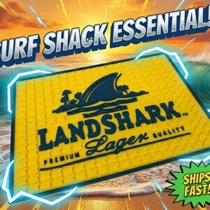 Landshark Lager Bar Mat: 12x9" Rubber Spill Drip Mat